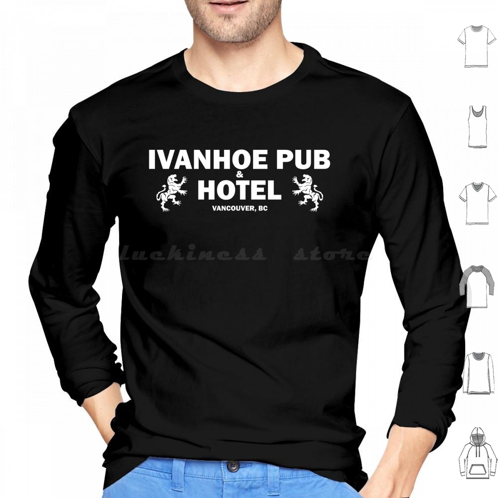 Ivanhoe Pub-화이트 온 블랙 후드티 긴팔 Iv - Wine Beer Logo 리뷰 및 가격