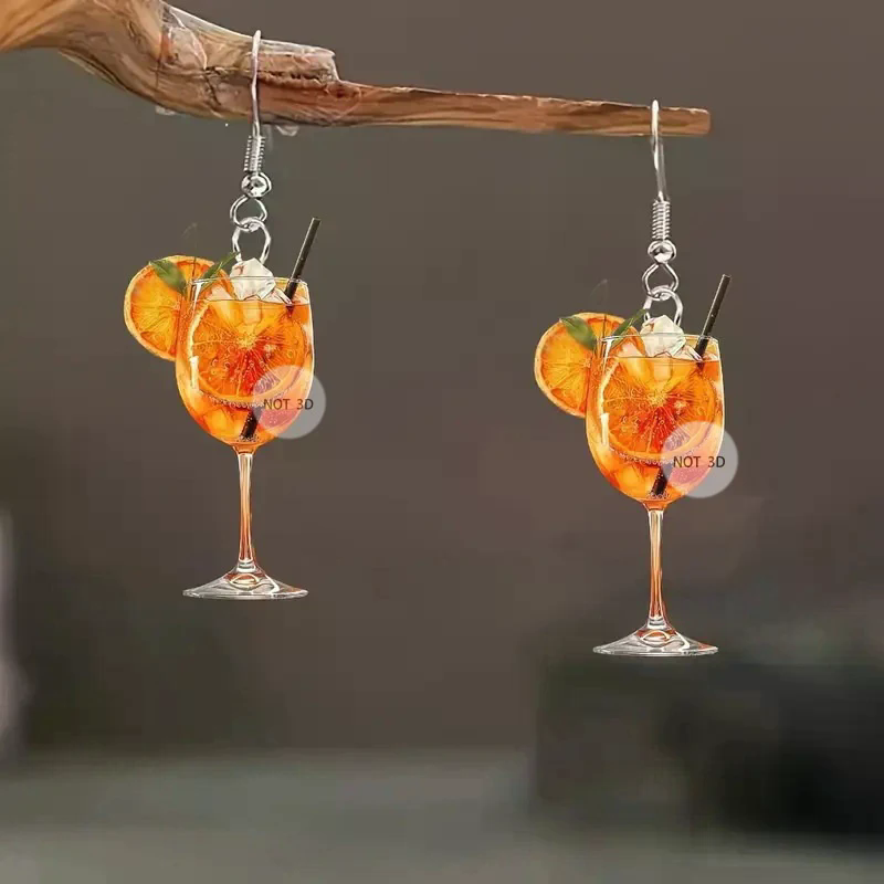 맥주 축제 와인 잔 오렌지 주스 귀걸이 패션 2D 플랫 - Wine Beer Festival 리뷰 및 가격
