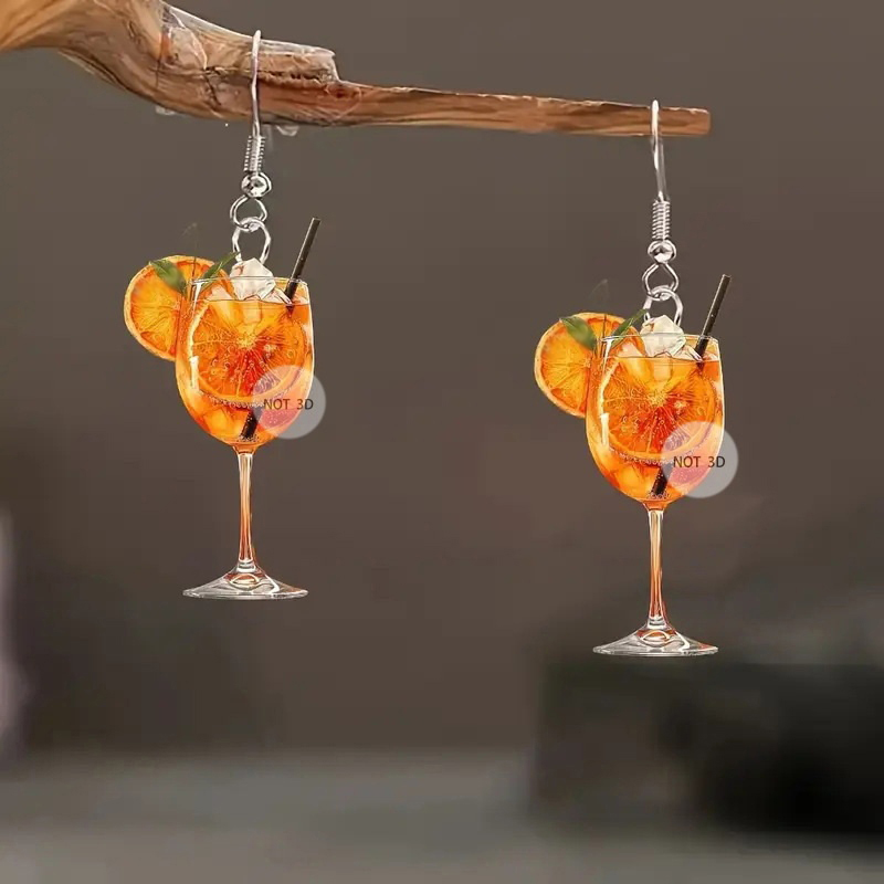 맥주 축제 와인 잔 오렌지 주스 귀걸이 패션 2D 플랫 - Wine Beer Festival 리뷰 및 가격